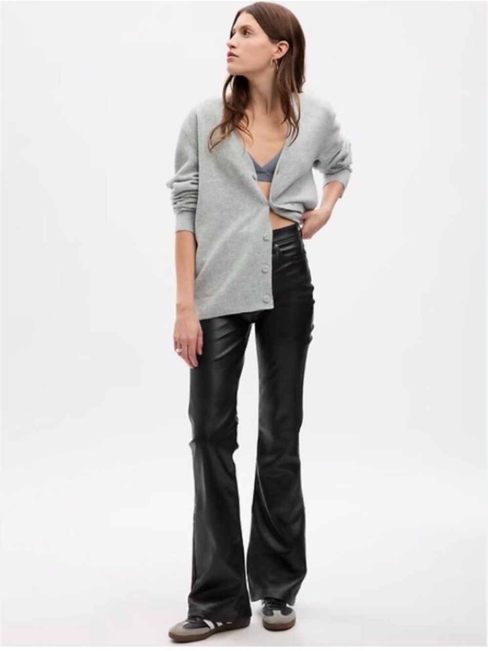 High Rise Vegan Leather '70s Flare Pants